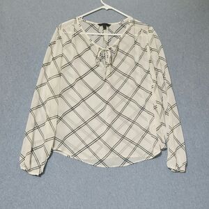 Banana Republic white black sheer tunic. Size large